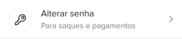 Opção de alterar a senha do Cartão Mercado Pago